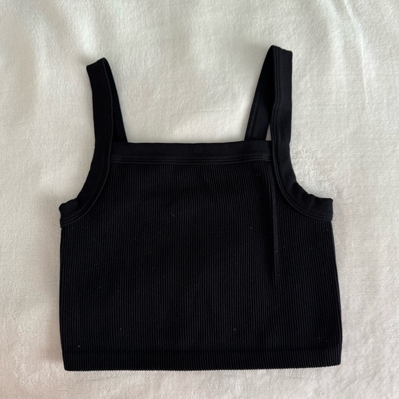 Cotton On Tops - Cotton On - Black Ribbed Tank Crop Top